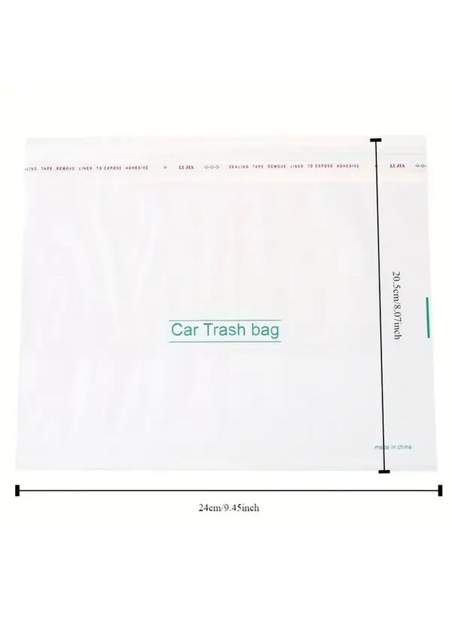 60 White Car Trash Bags Self Standing Disposable Garbage Bags With Adhesive Strip For Car Living Room Bedroom Multipurpose Fragrance Free Polyethylene Set - Image 2
