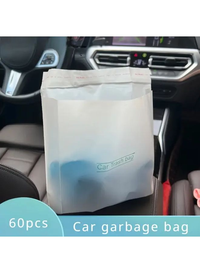60 White Car Trash Bags Self Standing Disposable Garbage Bags With Adhesive Strip For Car Living Room Bedroom Multipurpose Fragrance Free Polyethylene Set - Image 5