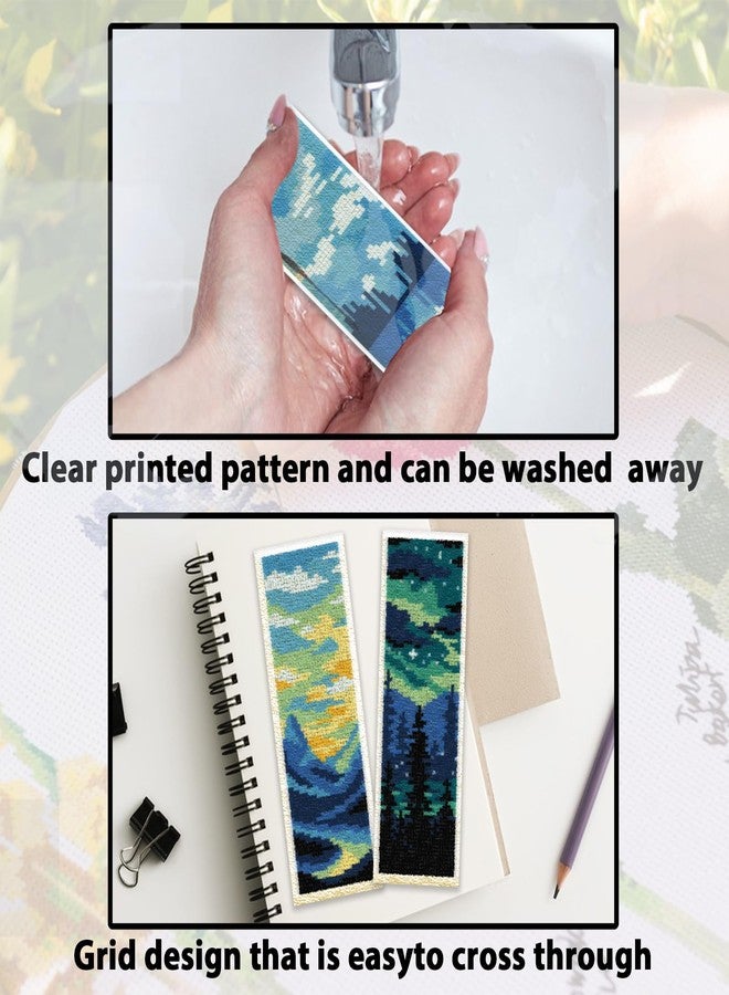 ACRNIGHEET 6PCS Cross Stitch Bookmark Kit DIY Bookmarks Cross Stitch Kit for Adult Beginners Cross-Stitch Stamped Kits with Landscape Patterns 8.7x3.1inch Stamped Embroidery Bookmark with Instructions - Image 3