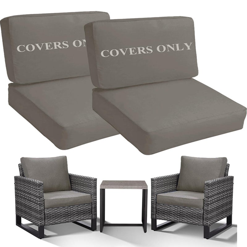 Sqodok أغطية وسائد فناء خارجية عميقة من Sqodok مجموعة استبدال 4 قطع أغطية وسائد خارجية متينة أغطية وسائد أثاث الفناء (رمادي مقعد 28"x 28"x 6" + ظهر 28"x 13"x 6") - Image 1
