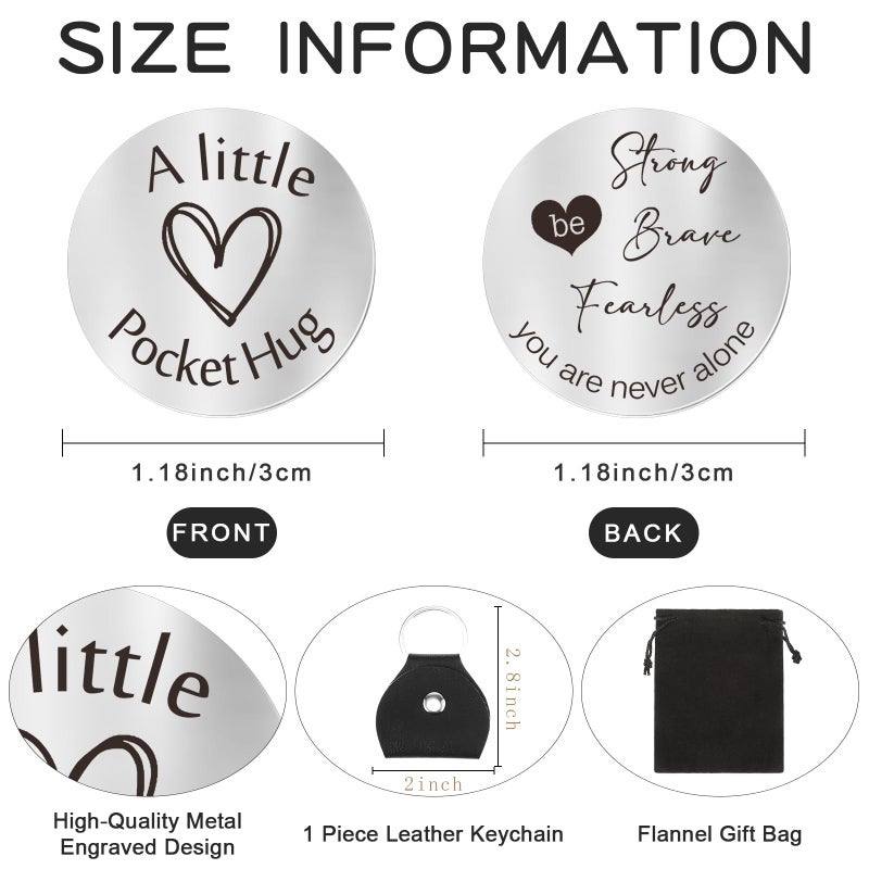 Sureio Pocket Hug Token Long Distance Relationship Keepsake Stainless Steel Double Sided Inspirational Gift with Keychain (Be Strong) - Image 2