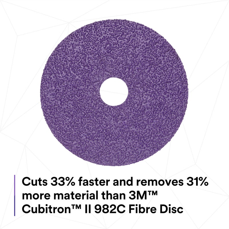 3M Cubitron II Fibre Disc 982CX Pro, 36+, TN Quick Change, 5 in, Die TN500P, Pack of 25, Improved Productivity, Longer Cut Rates, Designed for Heavy Metal Removal, Excels in Carbon Steel Applications - Image 3