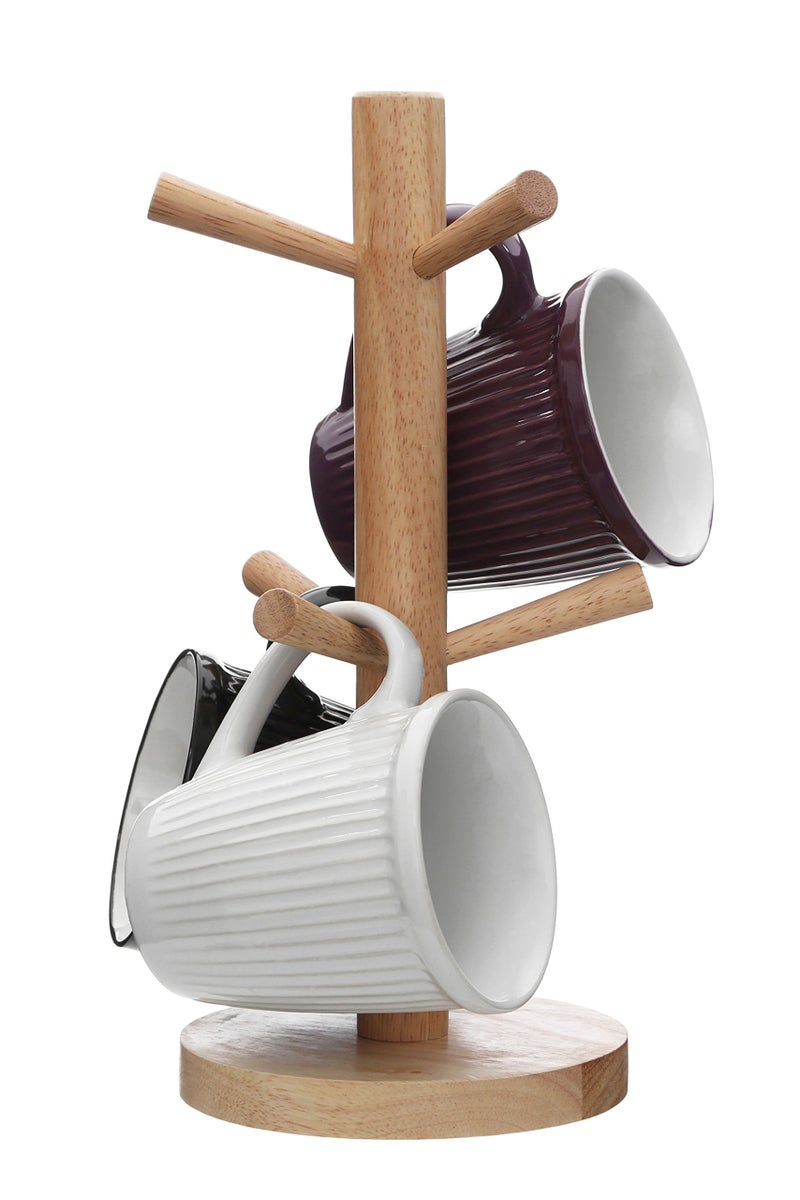 Premier Housewares Rubberwood Mug Tree 6 Mugs Holder for Kitchen | Free Standing Mug Stand | Sturdy Cup Holder Kitchen Accessories | Anti-Slip Coffee Cup Stand for Mugs, Brown - Image 2
