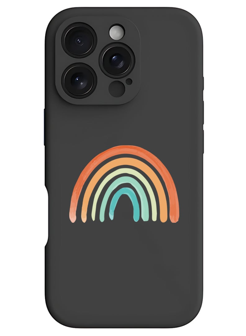 Theodor iPhone 16 Pro Black Protective Slim Fit Case Liquid Silicone Cover with Full Body Protection Anti-Scratch Shockproof Case For iPhone - Rainbow - Image 1