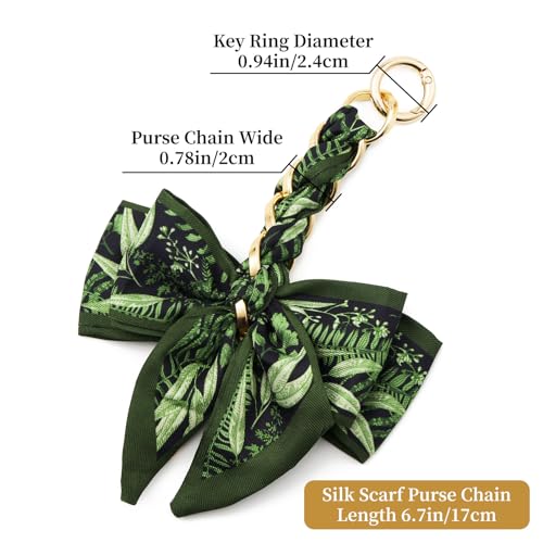 ZOOEASS Bag Extender Chain with Bow Ribbon Purse Chain Extender for Crossbody Bag Charms Women Handbag Decoration Accessories(Green) - Image 2