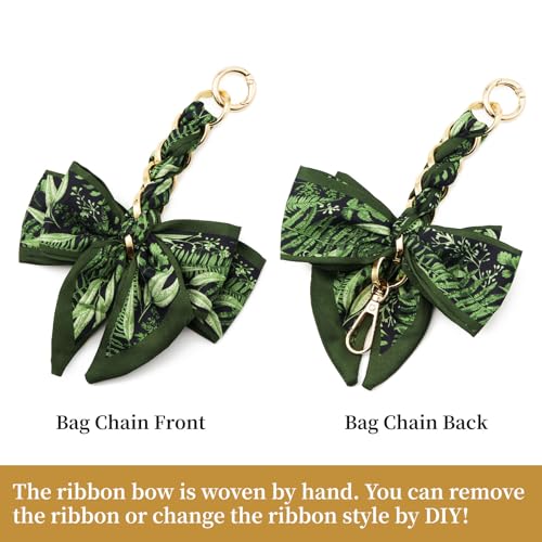 ZOOEASS Bag Extender Chain with Bow Ribbon Purse Chain Extender for Crossbody Bag Charms Women Handbag Decoration Accessories(Green) - Image 3
