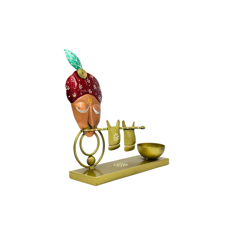 NATRIEL Handcrafted Decorative Figurine TLight Candle Holder for Home Decor Artistic Accent Piece for Living Room Office and Gifts Krishna Ji Red - Image 3