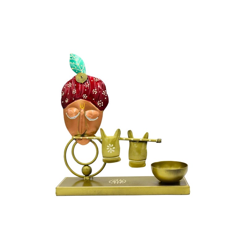 NATRIEL Handcrafted Decorative Figurine TLight Candle Holder for Home Decor Artistic Accent Piece for Living Room Office and Gifts Krishna Ji Red - Image 1