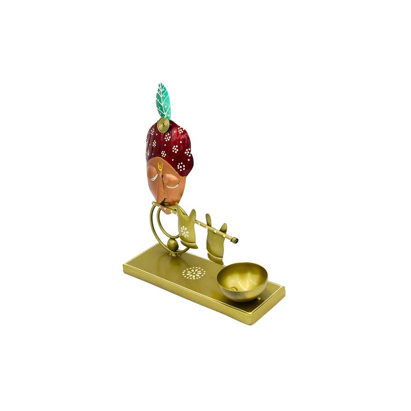 NATRIEL Handcrafted Decorative Figurine TLight Candle Holder for Home Decor Artistic Accent Piece for Living Room Office and Gifts Krishna Ji Red - Image 4