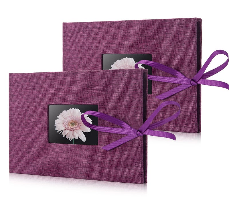Fabmaker 2 Pack Small Photo Album 4x6  Fabmaker Each Picture Album Holds 24 Horizontal Photos  Linen Cover Picture Photo Book with Front Window  Mini Brag Books for 4x6 Pictures  Artwork or Postcards Storage - Image 1