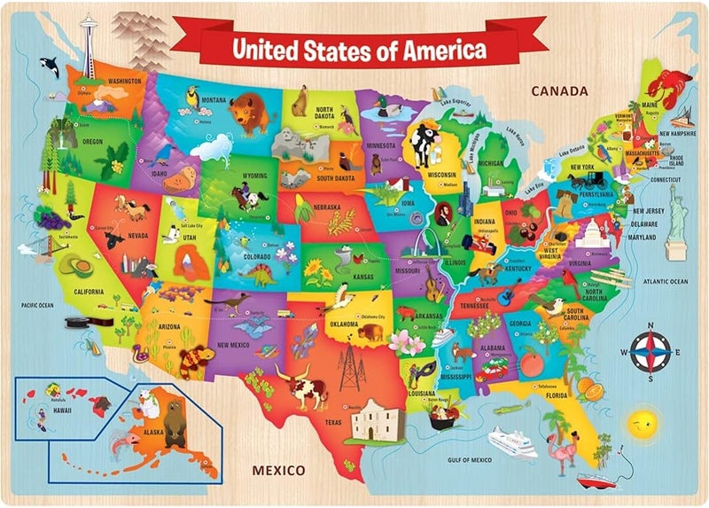 MasterPieces 44 Piece Jigsaw Puzzle for Kids USA Map Wood Puzzle 165x118 - Image 5