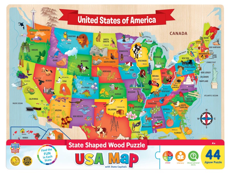 MasterPieces 44 Piece Jigsaw Puzzle for Kids USA Map Wood Puzzle 165x118 - Image 2