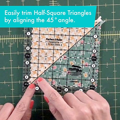 Creative Grids Perfect 5 Quilting Ruler 5in x 5in Square – CGRPERF5 – Made in USA, 5in x 5in, Non-Slip Grip Acrylic Quilting, Sewing, Crafting, Patchwork Ruler for Measuring & Cutting Fabric - Image 4