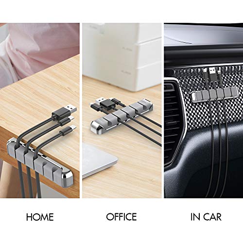 AHASTYLE Cable Organizer Holder 5 Slots Desktop Cord Wire Clips Keeper for Organizing USB Cable/Power Cord/Wire Home Office and Car (Grey) - Image 5