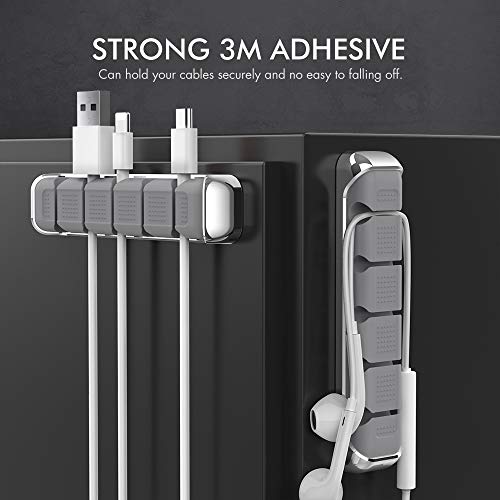 AHASTYLE Cable Organizer Holder 5 Slots Desktop Cord Wire Clips Keeper for Organizing USB Cable/Power Cord/Wire Home Office and Car (Grey) - Image 3