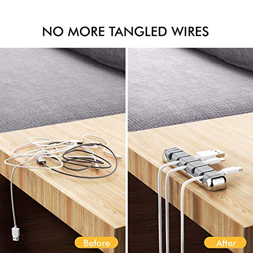 AHASTYLE Cable Organizer Holder 5 Slots Desktop Cord Wire Clips Keeper for Organizing USB Cable/Power Cord/Wire Home Office and Car (Grey) - Image 4