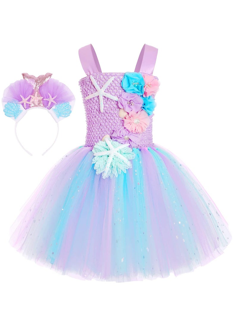 Bukela Girl Mermaid Dress, Mermaid Costume Princess Dress with LED Lights, Dress up Gift Princess Dress Birthday Gift Costume For Girls(5-6 Years Old ) - Image 5