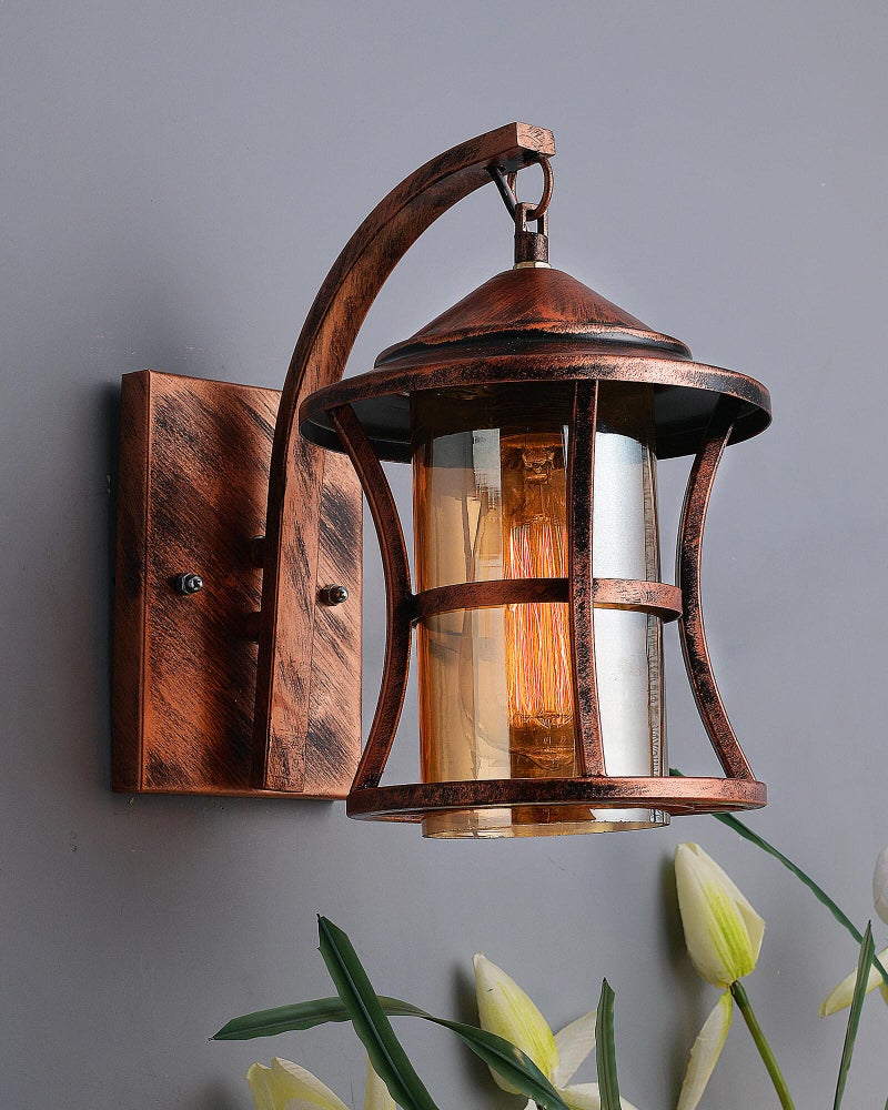 Twilight Wall Light, Wall Lamp, Wood Light for Home Decoration | Chandelier Home, Living Room,Jhumar| Wall Hangings| Balcony Decor| Home Decor Items| Diwali Items for Home, Antique Copper - Pack of 1 - Image 1