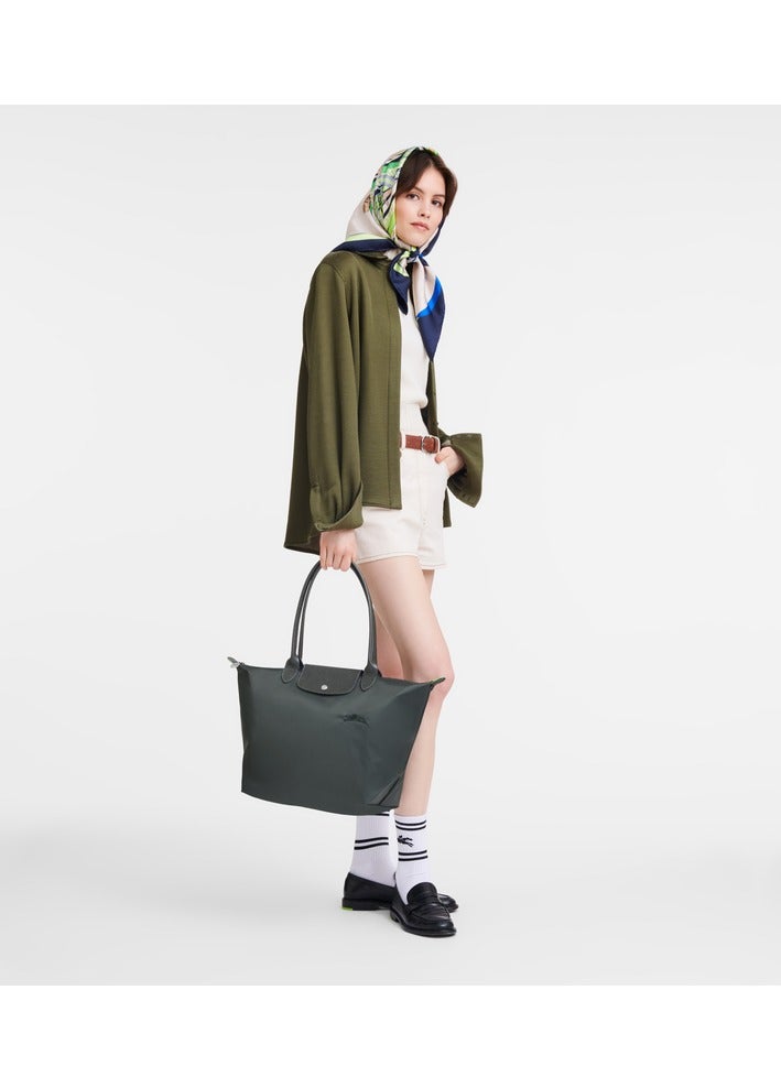 Longchamp Le Pliage Large Graphite Grey Shoulder Strap  Women's Eco-Friendly Fashionable and Versatile Large Cosmetic Bag, Handbag, Shoulder Bag - Image 2