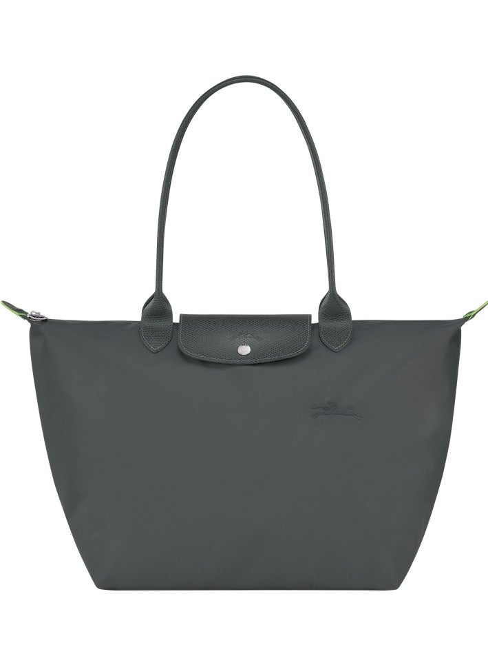 Longchamp Le Pliage Large Graphite Grey Shoulder Strap Women's Eco-Friendly Fashionable and Versatile Large Cosmetic Bag, Handbag, Shoulder Bag
