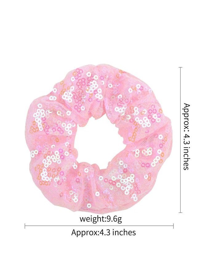 Jeffan 12 Pcs Sequin Scrunchies Bridesmaid Scrunchies Elastics Ponytail Holders Hair Wrist Ties Bands Cloth Scrunchies for Show Gym Dance Party Club Girl Women - Image 2
