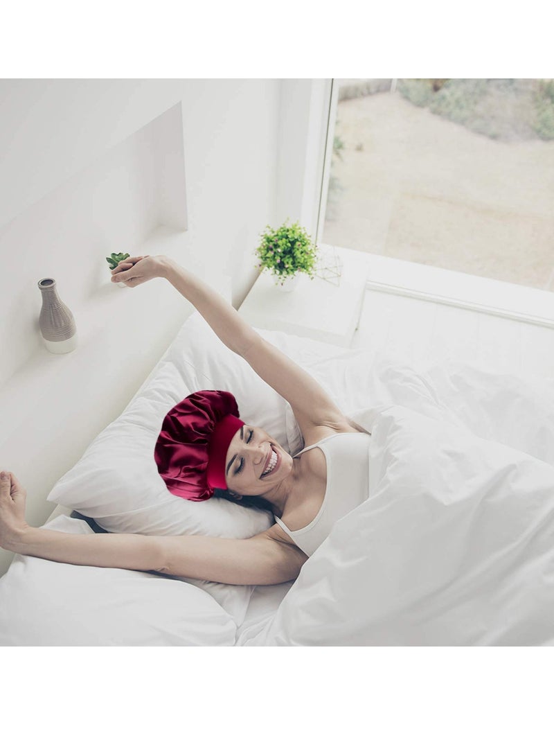 Zikra 8 Pieces Sleep Caps Women Satin Bonnets Sleeping Hair Loss Salon Night for Hat Shower - Image 3