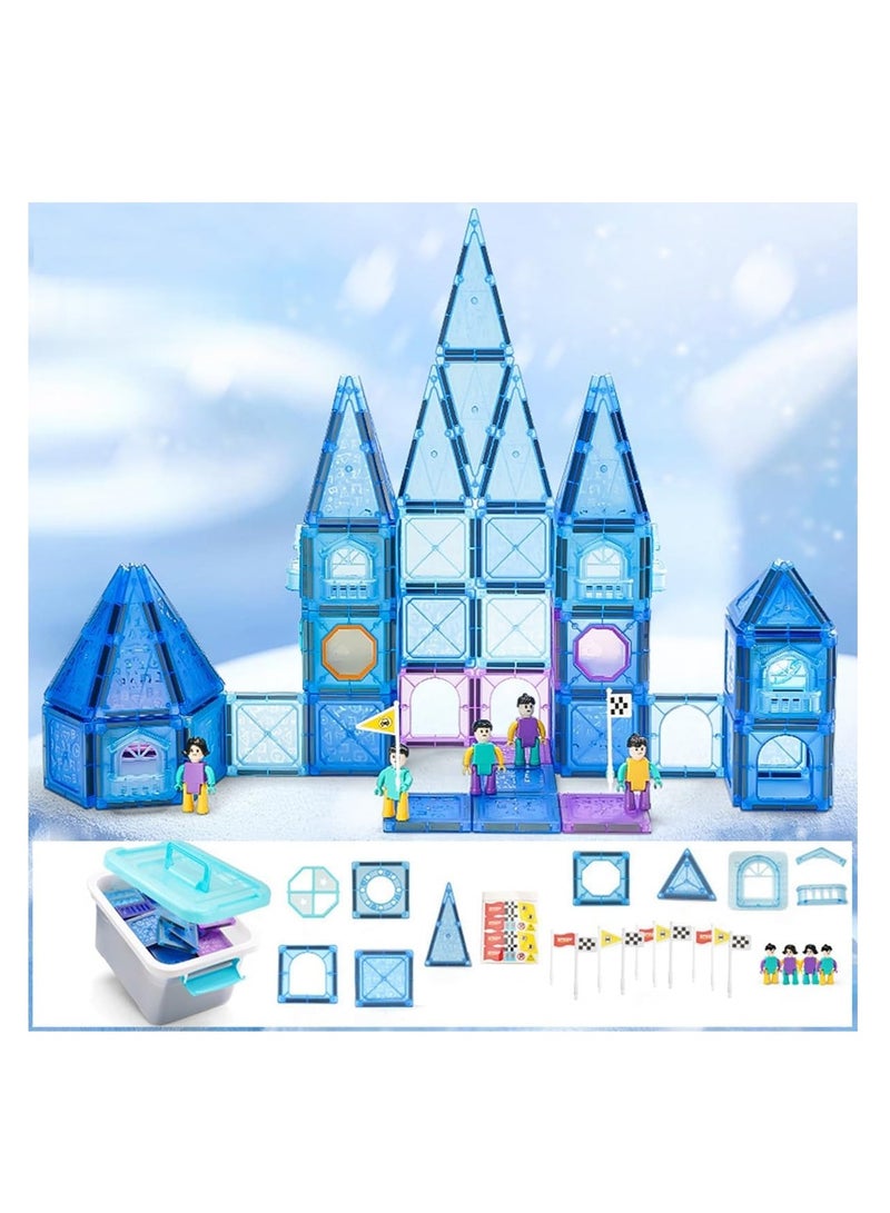 ECVV مجموعة مكعبات مغناطيسية مكونة من 128 قطعة من ECVV مع صندوق تخزين - قوة مغناطيسية قوية للعب الخيالي - لعبة ألغاز مثالية لتحفيز العقل للأطفال - Image 1