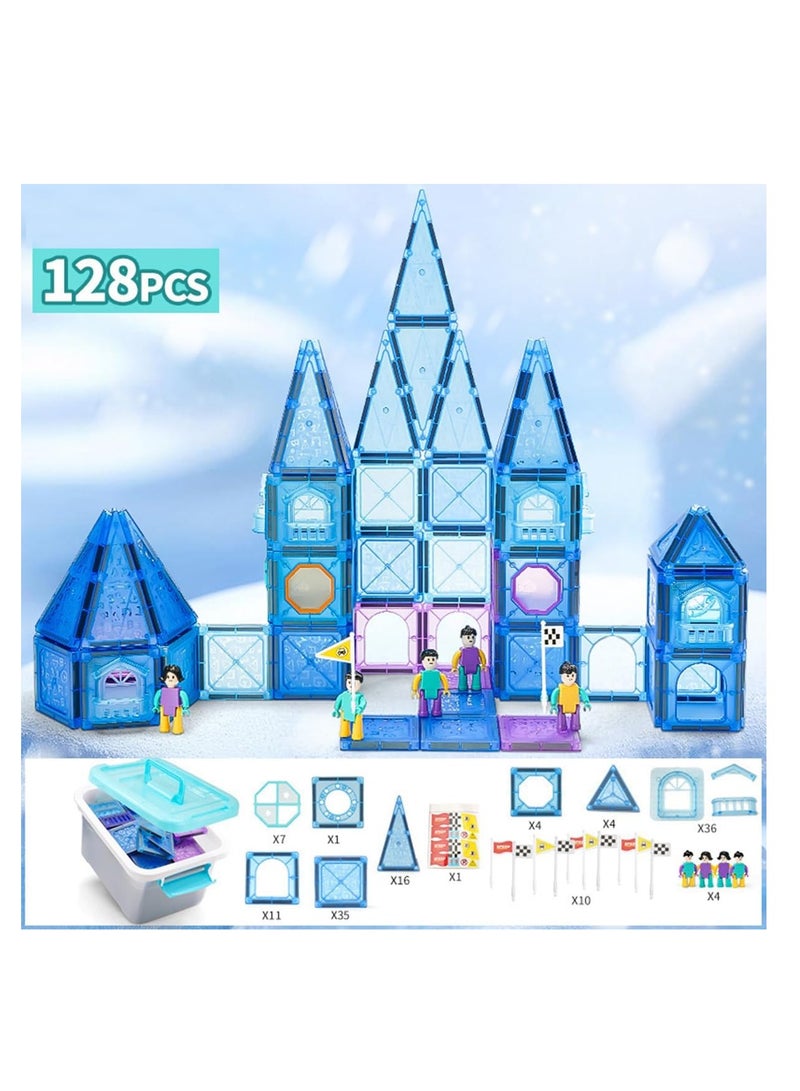 ECVV مجموعة مكعبات مغناطيسية مكونة من 128 قطعة من ECVV مع صندوق تخزين - قوة مغناطيسية قوية للعب الخيالي - لعبة ألغاز مثالية لتحفيز العقل للأطفال - Image 5