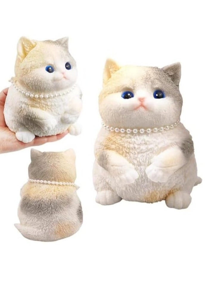 Big Hand Painted Cat Squishy Toys Large Cute Ultra Soft Kitty Squeeze Fidget Toys for Stress Relief ,Kawaii Squishies Sticky Animal Toys for Adults Kids,Decompression Sensory Balls Toys for Autism