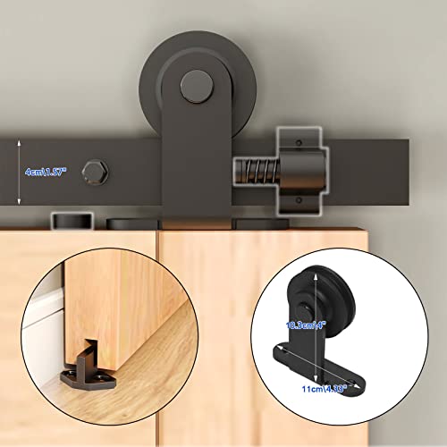 CCJH 5.5FT Sliding Barn Door Hardware Kit Heavy Duty Smoothly and Silently Easy to Install Fit 33" Width Single Door Panel T-Shaped Style Black - Image 4