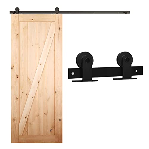 CCJH 5.5FT Sliding Barn Door Hardware Kit Heavy Duty Smoothly and Silently Easy to Install Fit 33" Width Single Door Panel T-Shaped Style Black - Image 5