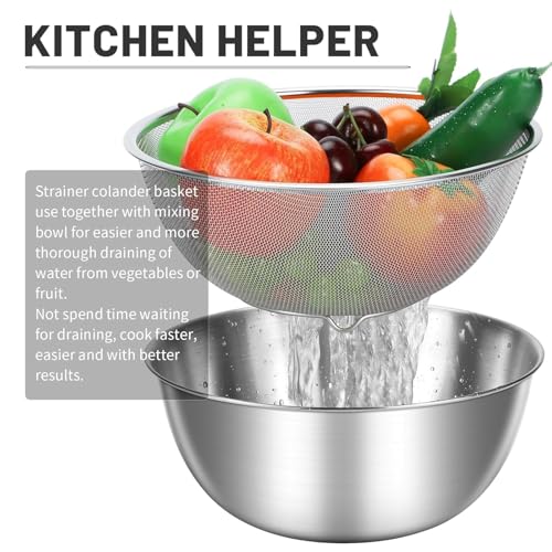 Valajogi Fine Mesh Strainer for Kitchen Colander Bowl,Metal Net Baskets with Resting Base-Strain,Drain,Kitchen Oil Filter Tray, Air Fryer Mesh Pan,Draining Basket for Fried Food,Cooking Net Strainer - Image 3