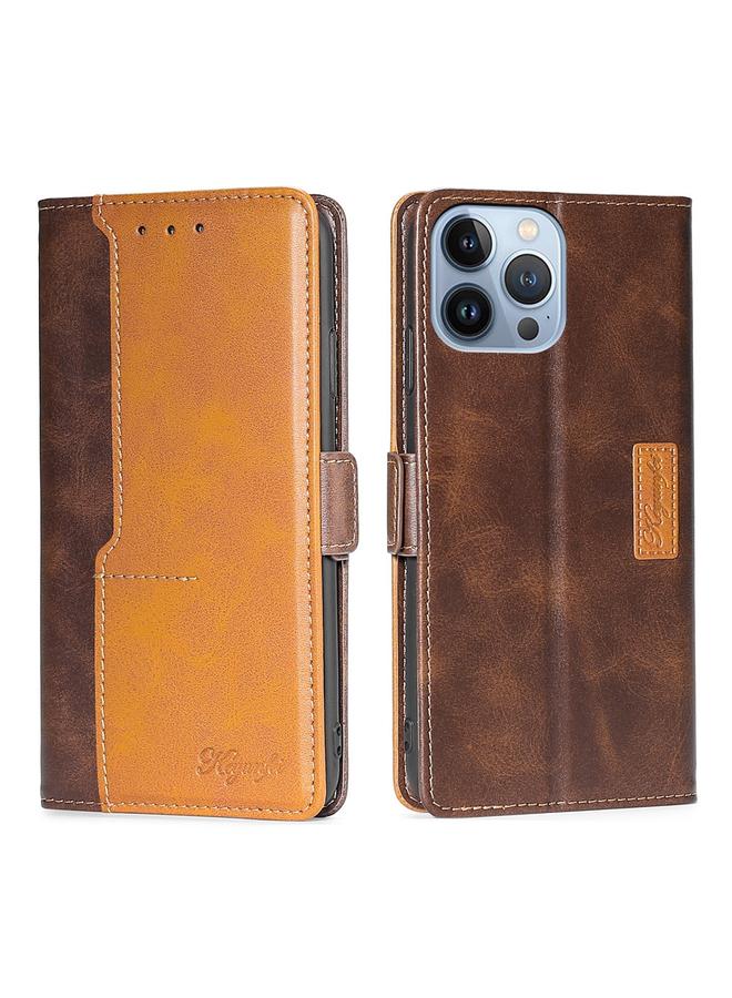 S-TOP Case For iPhone 14 Pro Max Contrast Color Side Buckle Leather Phone Case - Image 1