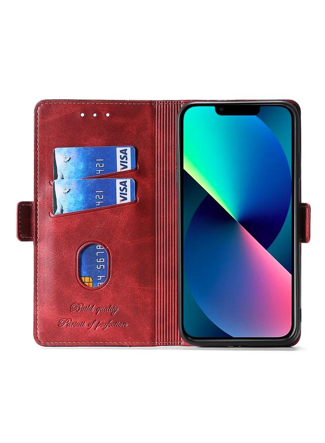 S-TOP Case For iPhone 14 Pro Max Contrast Color Side Buckle Leather Phone Case - Image 5