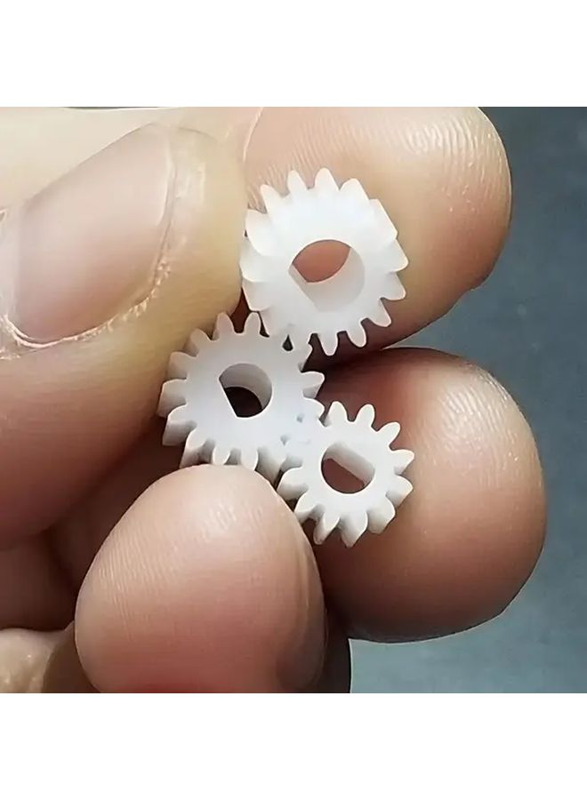 4 قطع بلاستيكية بيضاء 0.8 مم مجموعة تروس تخفيض لسيارة RC وروبوت موتور - Image 1