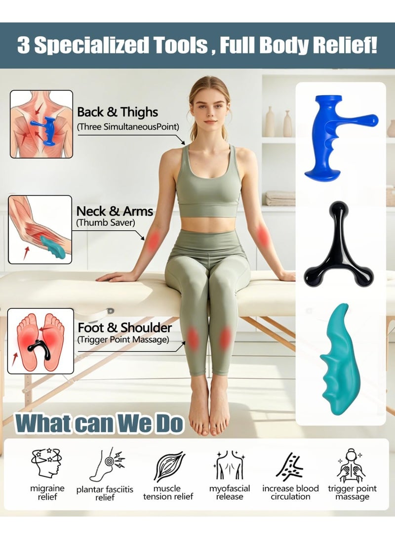 Manual Trigger Point Massage Tool and Thumb Saver for Full Body Deep Tissue, With 3-Legged Knobs, Stress Relief - Image 2