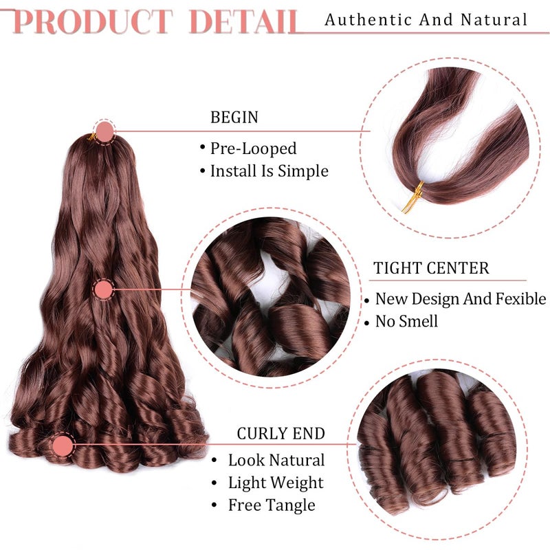 Luoyudu French Curls Braiding Hair 33# Synthetic Bouncy Braiding Hair Extensions 75g/pack French Curly Crochet Hair Extensions 24inch(24 Inch,8 Packs,33#) - Image 3