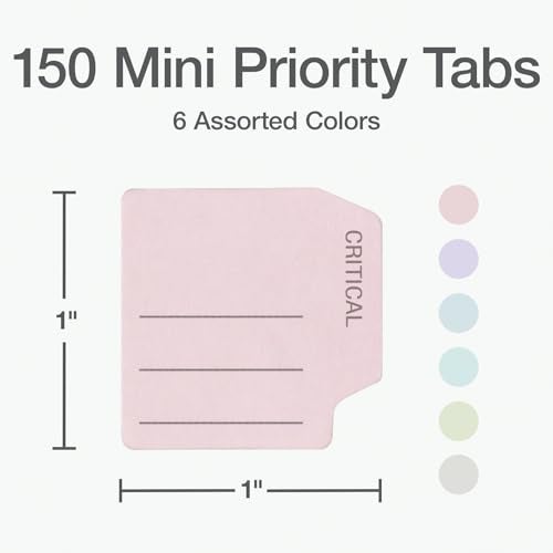 Redi-Tag Mini Priority Tabs, Small Flags for Journals and Notebooks, Small Sticky Notes, School & Office Supplies, Adhesive Tabs for Organization, 150 per Pack, 6 Assorted Colors, 1" x 1" (1009678) - Image 2