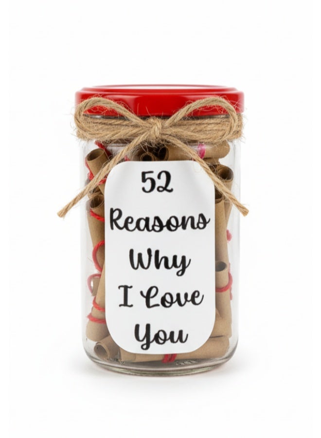 Letters Messages Reasons why love u in a Jar With empty Notes Cards gift for mother, son, valentines, mum, dad - Image 1