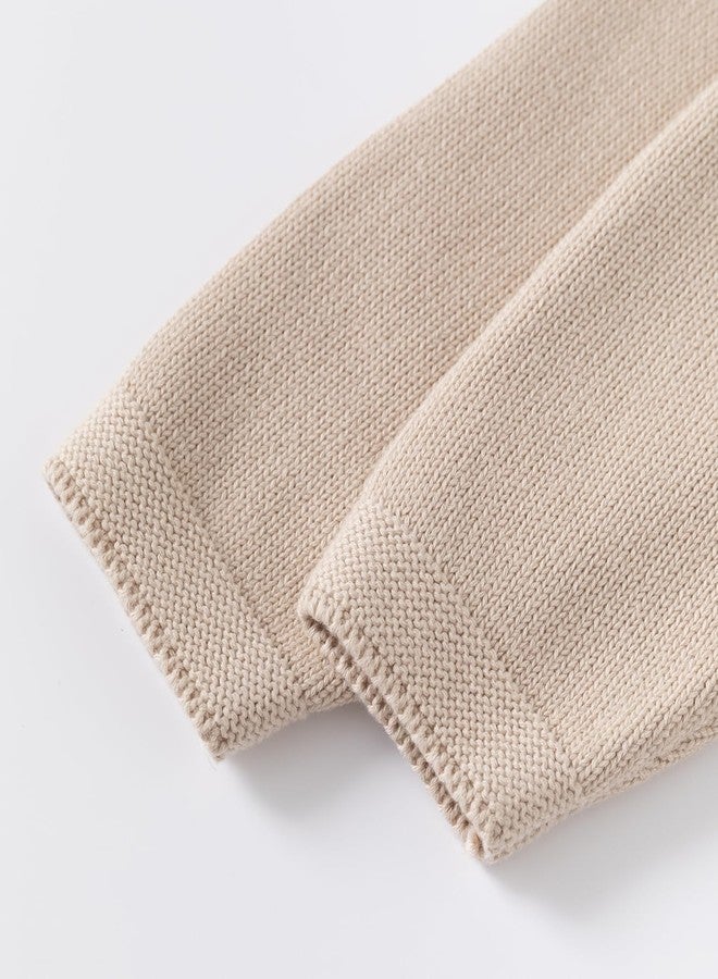 DaZhangGui Baby Girl Knit Cardigan Sweater with Mushroom Embroidery, Toddler Boy Cotton Top (US, Age, 4 Years, 5 Years, M-Beige) - Image 4