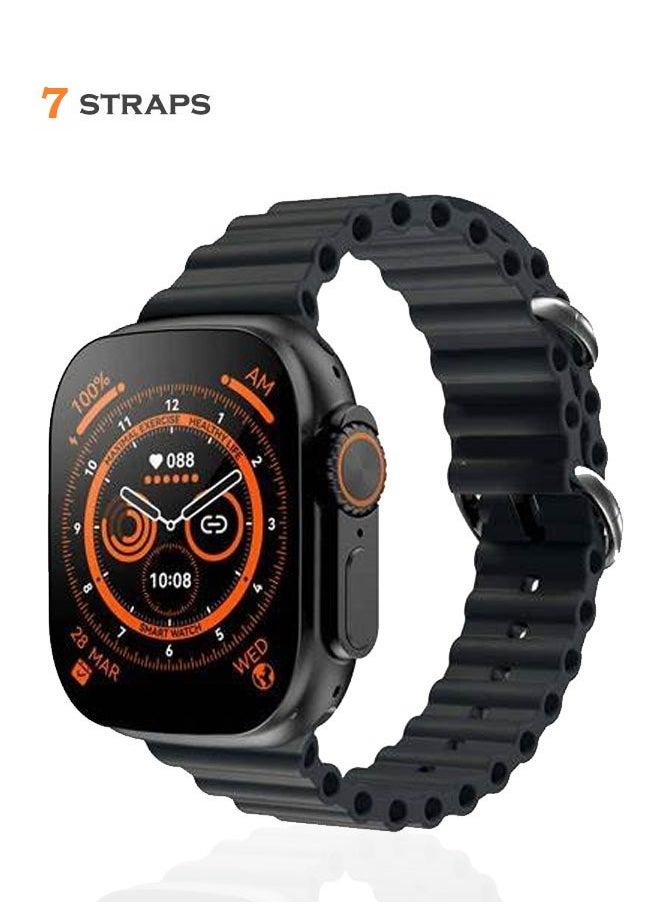 BSNL - BSNL Unisex 8 +1 Ultra 11 Smart Watch 49mm with 7 Straps 2.0 Inch INFINITE Full Touch Color Screen Bluetooth Calling Health and Sports Smartwatch Black - Image 1