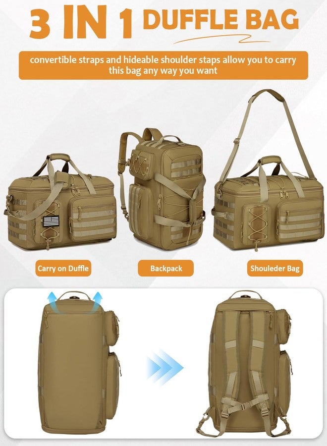 HAMBOLY 50L Gym Bags for Men, 3 in 1 Travel Duffle Bag with Shoe Compartment, Tactical Military Backpack for Overnight Weekender Gym Traveling Workout Deployment - Image 3