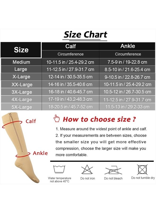 Ailaka Zipper Compression Socks for Men Women - 20-30 mmHg Close Toe Knee High Medical Compression Socks with Zipper, Zip Up Socks for Varicose Veins, Edema, Recovery, Pregnant, Nurse  - Image 3