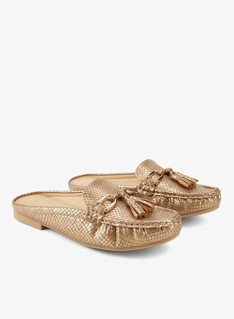 Flora Bella By Shoexpress Textured Mules with Tassels