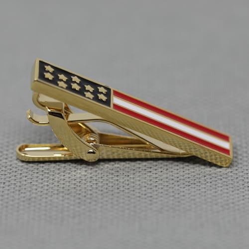 MENDEPOT American Flag Tie Clip USA Flag Tie Bar In Gift Box Men Patriotic Flag Clasp (Gold) - Image 5