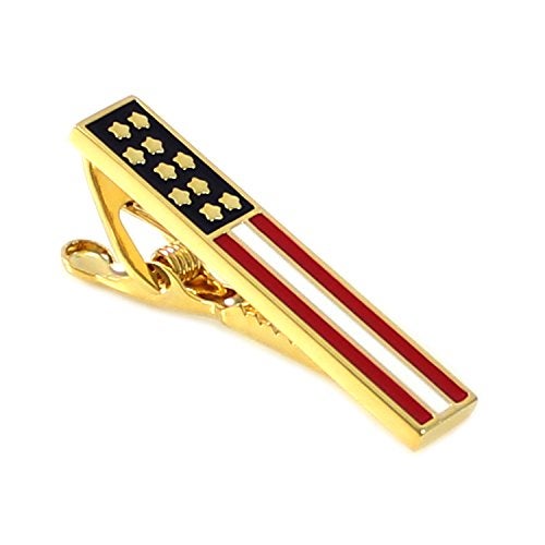 MENDEPOT American Flag Tie Clip USA Flag Tie Bar In Gift Box Men Patriotic Flag Clasp (Gold) - Image 2