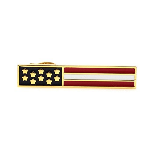 MENDEPOT American Flag Tie Clip USA Flag Tie Bar In Gift Box Men Patriotic Flag Clasp (Gold) - Image 1