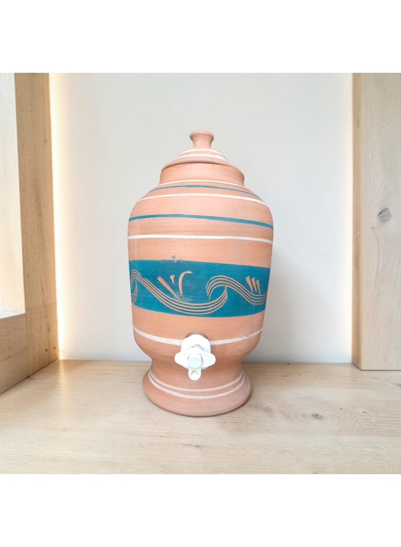 color zone pottery A 10-liter earthenware jar with a uniquely colored tap – handmade from natural clay - Image 1
