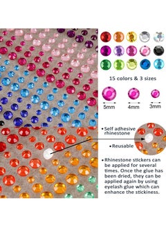 Generic Crystals Rhinestones Kids Stickers 900PCS 15 Colors 3 Sizes Crafts Jewels Sticker Colorful Gem Diamond Makeup Face Eyes Jewels Nail Art Sticker  - Image 4