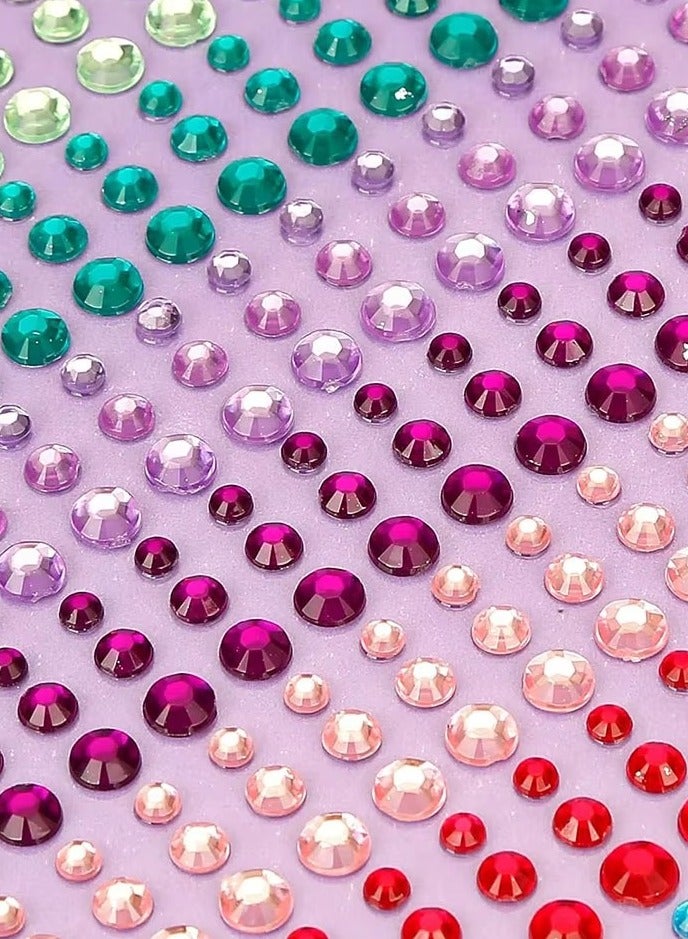 Crystals Rhinestones Kids Stickers 900PCS 15 Colors 3 Sizes Crafts Jewels Sticker Colorful Gem Diamond Makeup Face Eyes Jewels Nail Art Sticker - Image 2